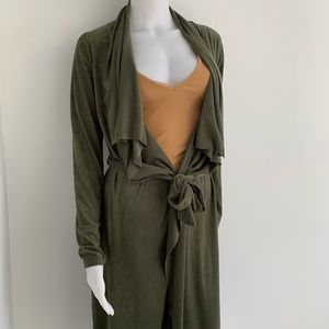 Olive green velour duster